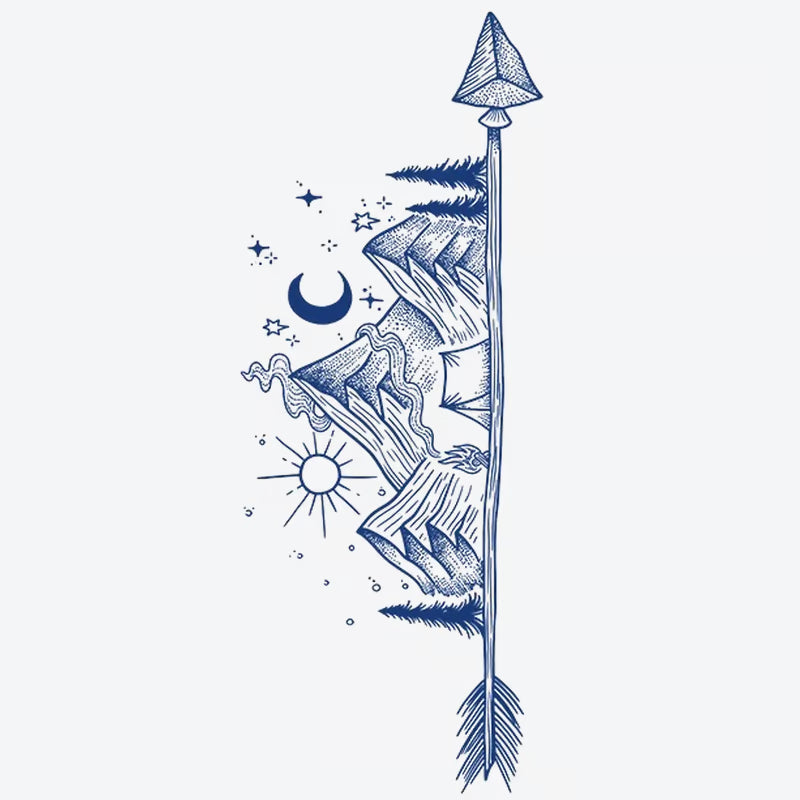 Mountain Moon Arrow Tattoo
