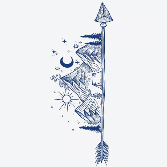 Mountain Moon Arrow Tattoo