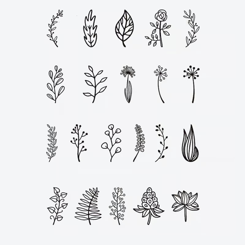 Floral Elements Finger Tattoo