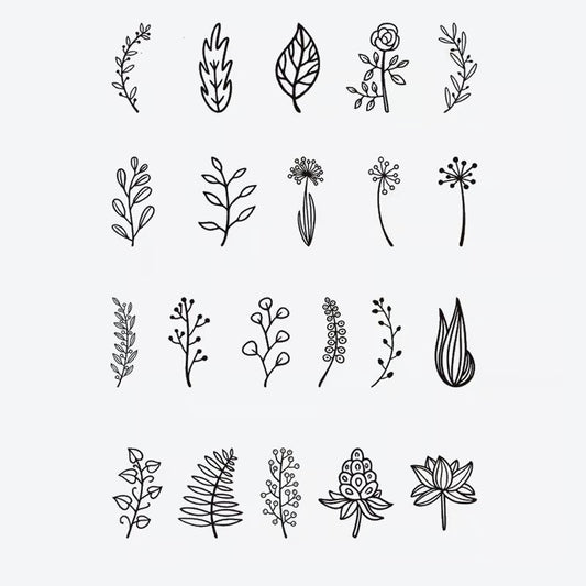 Floral Elements Finger Tattoo