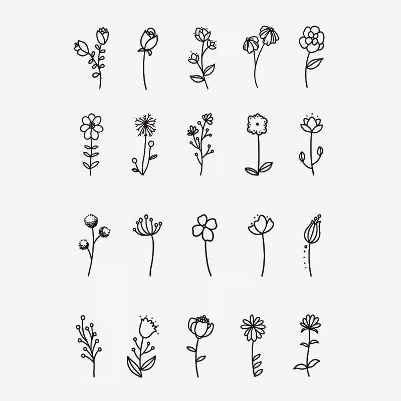 Floral Doodle Finger Tattoo