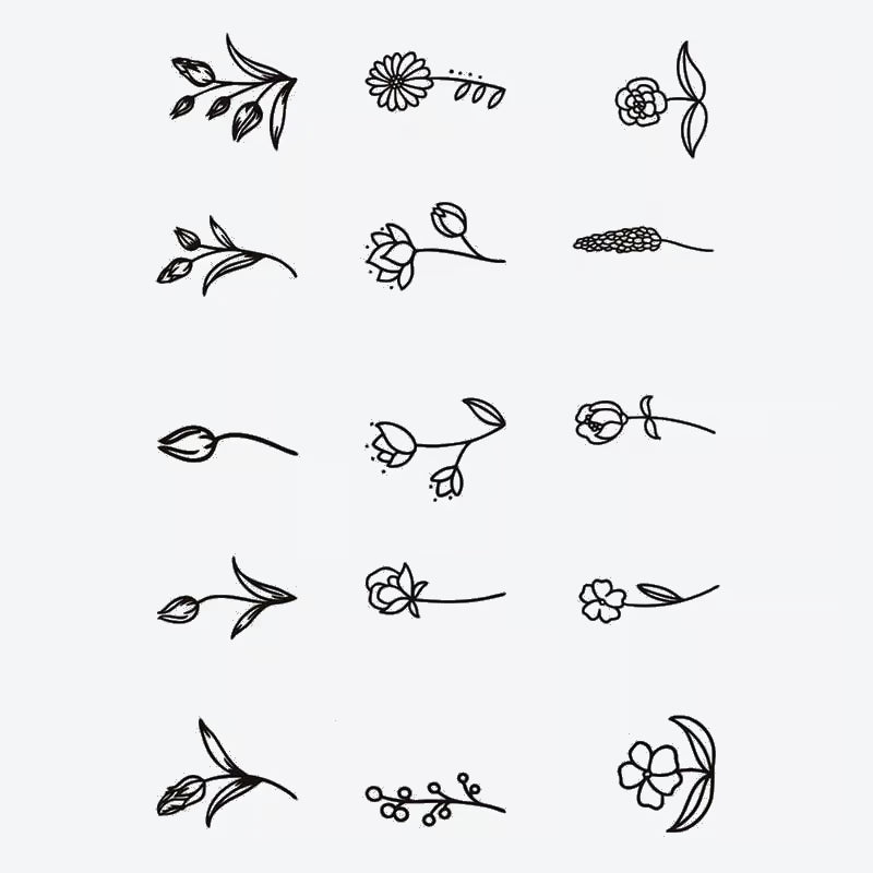 Floral Line Art Finger Tattoo