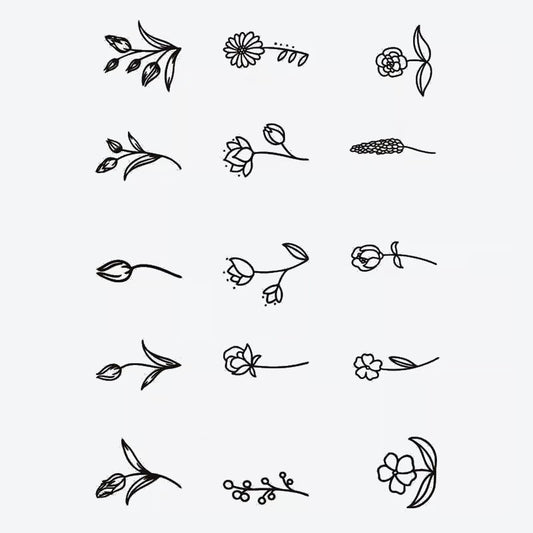 Floral Line Art Finger Tattoo