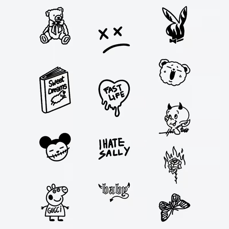 Cute Characters Finger Tattoo