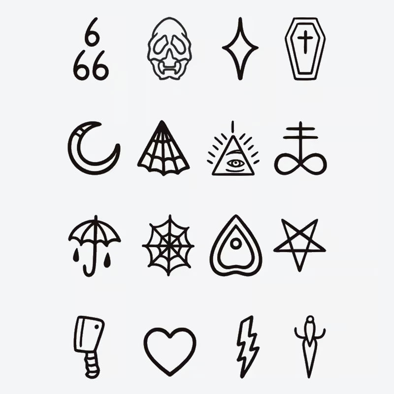 Symbolic Sketches Finger Tattoo