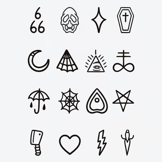 Symbolic Sketches Finger Tattoo