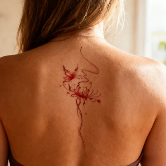 Whispering Butterfly Flower Tattoo