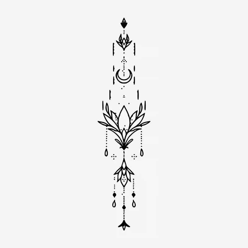 Floral Moon Lotus Mandala Tattoo