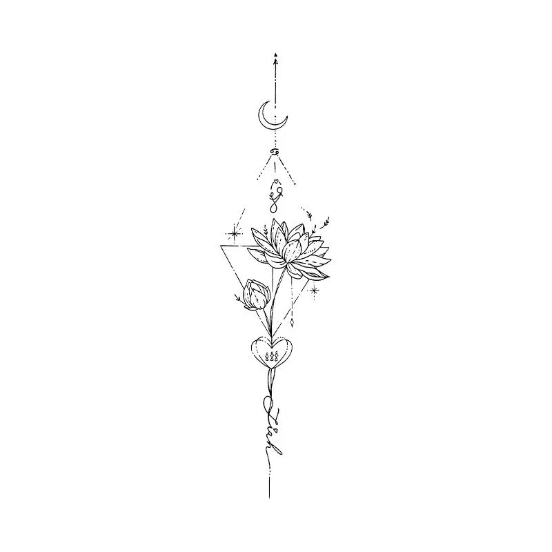 Lotus Moon Heart Tattoo