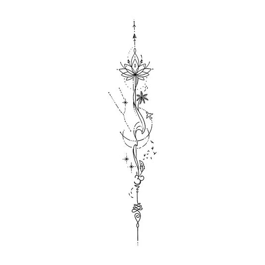 Lotus Starburst Flow Tattoo