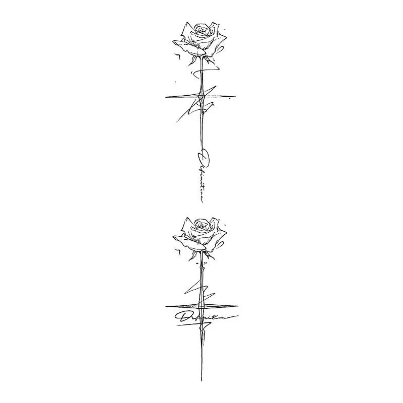 Rose Line Art Tattoo