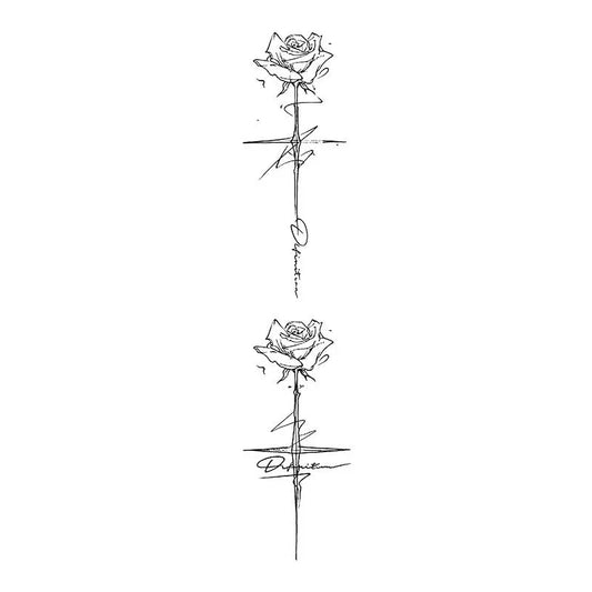 Rose Line Art Tattoo