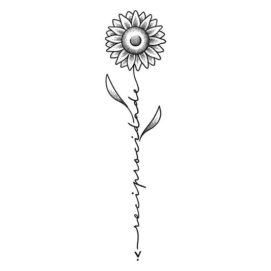 Flower And Text Tattoo