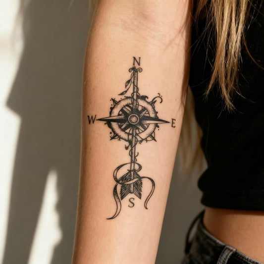 Compass Arrow Tattoo