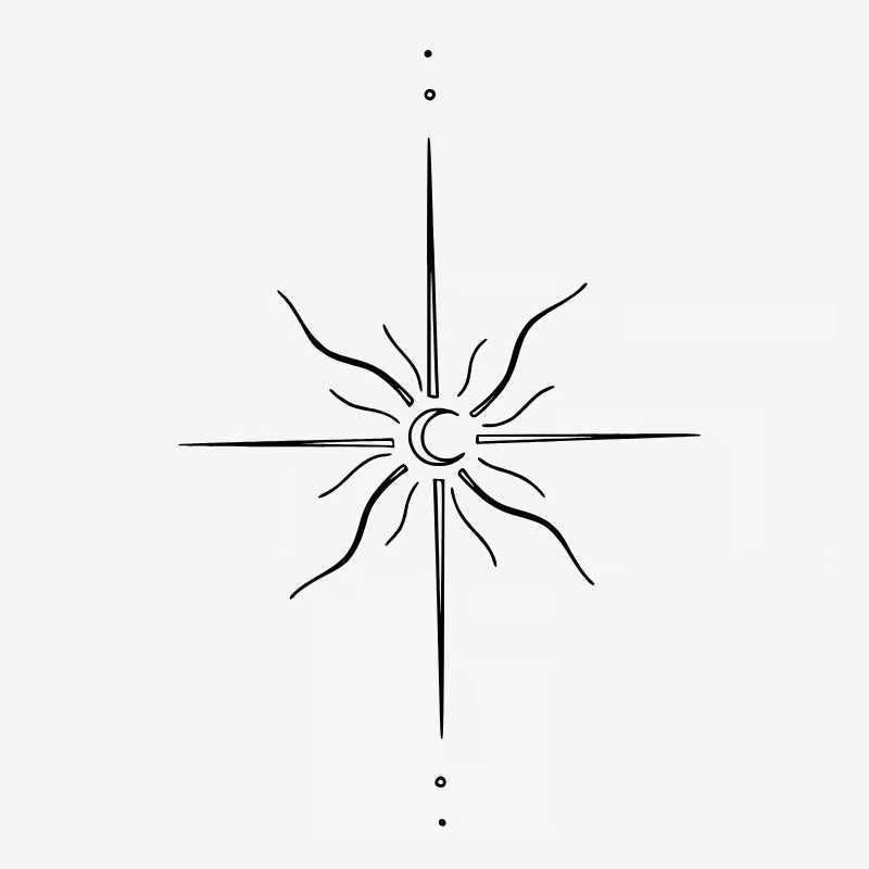 Sun And Moon Compass Tattoo