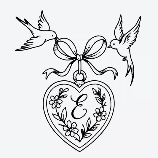 Love Birds Heart Tattoo