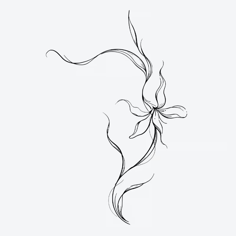 Elegant Floral Line Tattoo