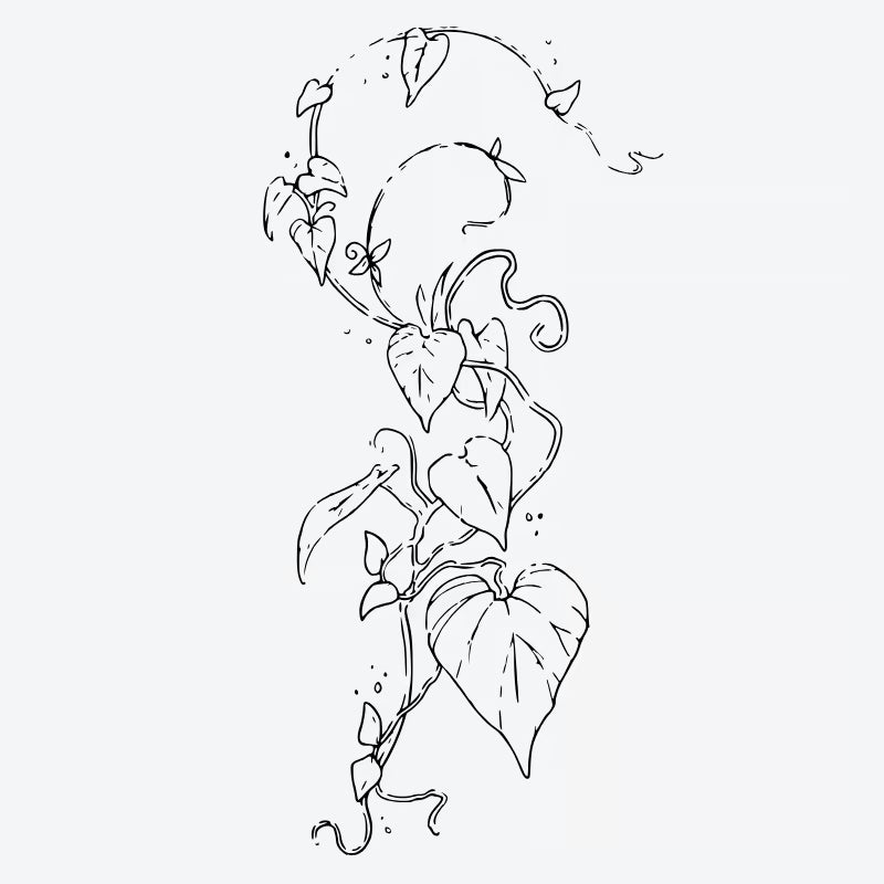 Vining Heart Leaves Tattoo