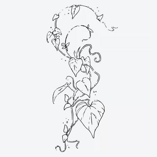 Vining Heart Leaves Tattoo