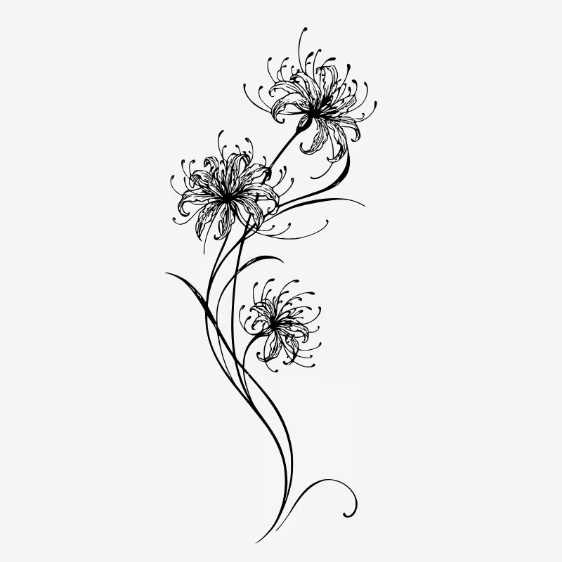 Elegant Floral Line Art Tattoo