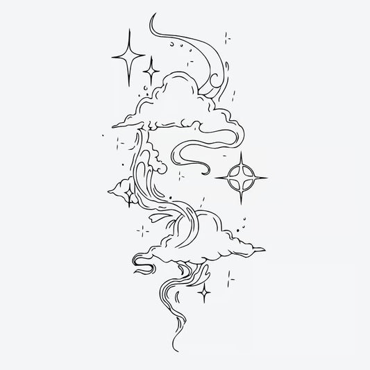 Celestial Clouds And Stars Tattoo