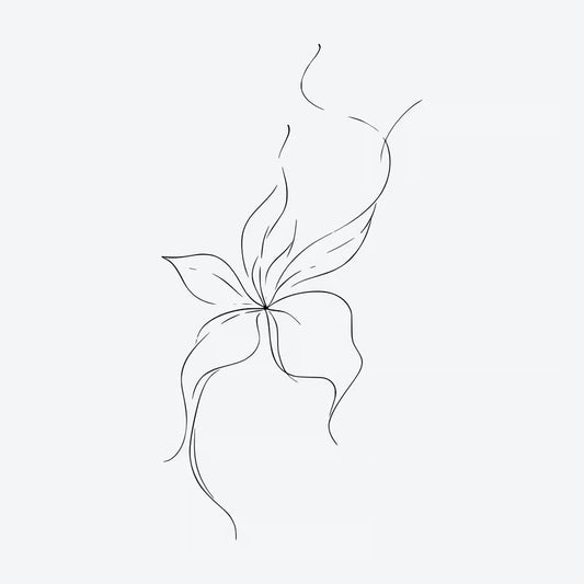 Delicate Floral Line Art Tattoo