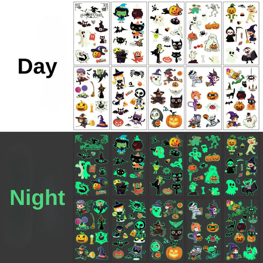 glow in the dark halloween temporary tattoo set - spider webs tattoo