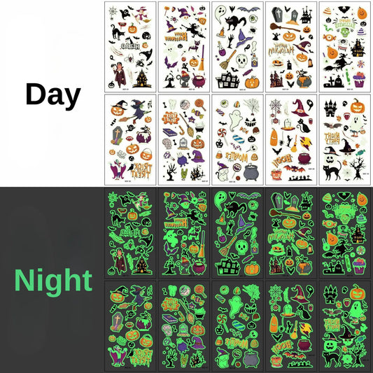 glow in the dark halloween temporary tattoo set - black cat tattoo