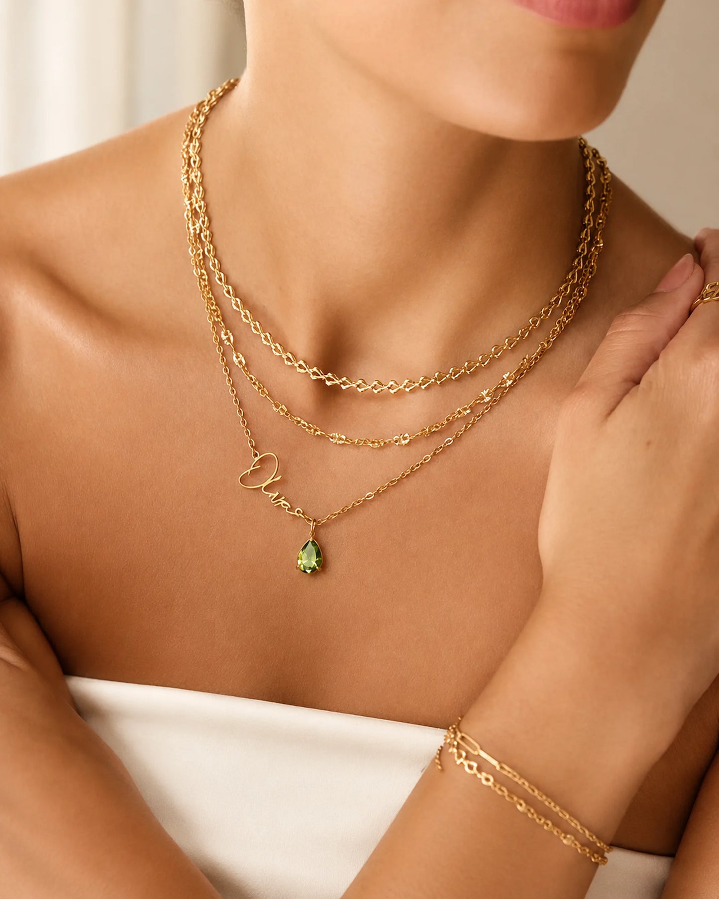 Signature Name and Birthstone Necklace